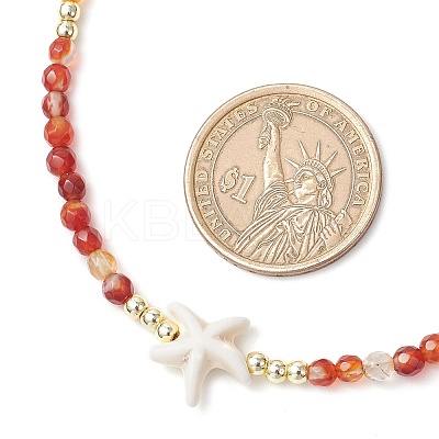 Summer Beach Natural Carnelian Round Beaded Necklaces NJEW-JN05262-04-1