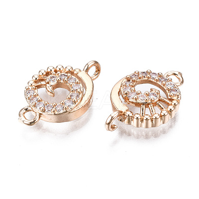 Brass Micro Pave Clear Cubic Zirconia Links Connectors KK-S359-153-RS-1