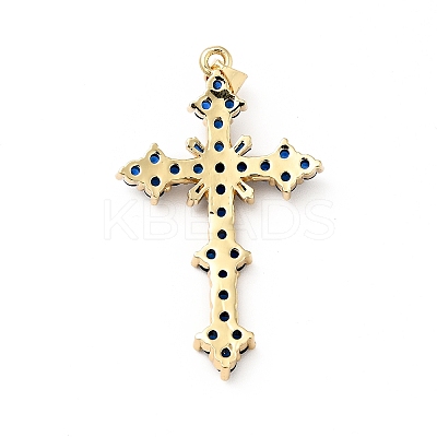 Rack Plating Brass Micro Pave Cubic Zirconia Pendants KK-E060-14G-1
