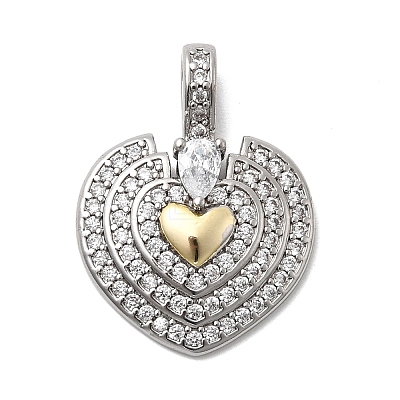 Brass Micro Pave Clear Cubic Zirconia Pendants KK-H519-15B-GP-1