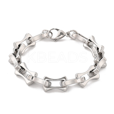 304 Stainless Steel Bone Link Bracelets for Women Men BJEW-F488-28P-1