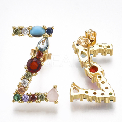 (Jewelry Parties Factory Sale)Brass Micro Pave Cubic Zirconia Ear Studs EJEW-S201-41Z-1