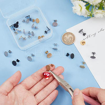 24Pcs 12 Style 304 Stainless Steel Ear Stud Findings STAS-AR0002-01-1