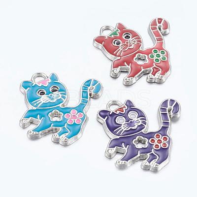 Alloy Enamel Kitten Pendants ENAM-P033-M-1