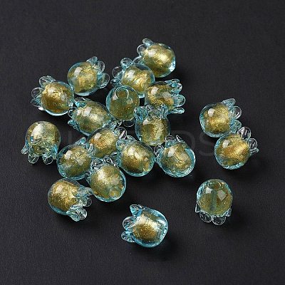 Handmade Gold Foil Lampwork Glass Beads X1-LAMP-G158-02D-1
