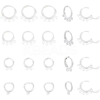 40Pcs 4 Style Rack Plating Eco-friendly Brass Huggie Hoop Earring Findings KK-FH0003-98-1