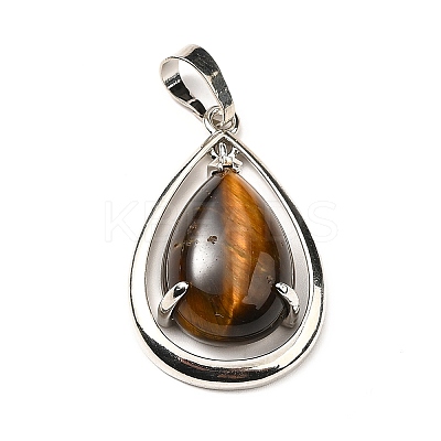 Natural Tiger Eye Pendants G-B033-04P-14-1