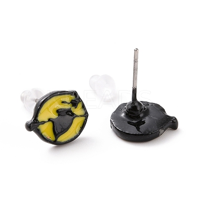 Alloy Flat Round Stud Earrings with Steel Pin LS-EJEW-E143-13-1