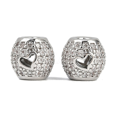 Brass Micro Pave Cubic Zirconia Beads KK-F906-23P-1