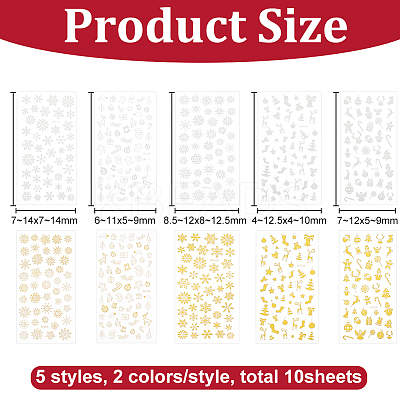 10 Sheets 10 Styles Christmas PET Self Adhesive Festive Stickers STIC-OC0001-15-1