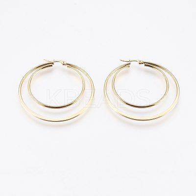 201 Stainless Steel Hoop Earrings EJEW-I213-B-01G-1