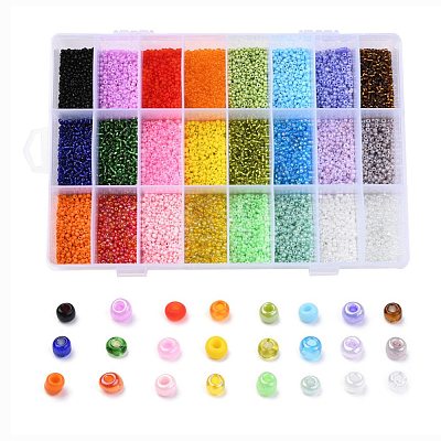 24 Colors 12/0 Glass Seed Beads SEED-X0052-02-2mm-1