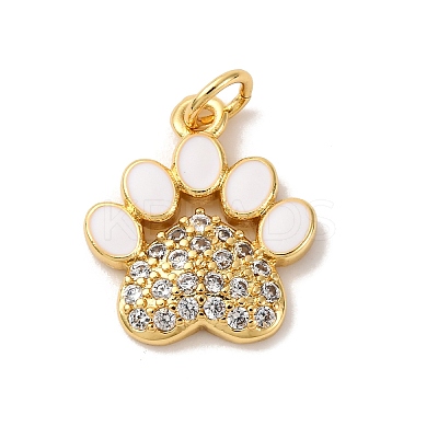 Brass Micro Pave Clear Cubic Zirconia & Enamel Pendants KK-Q098-30G-B-1