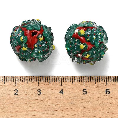 Christmas Theme Polymer Clay Rhinestone Beads with Resin RESI-Z045-01B-1
