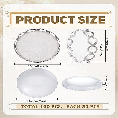 DIY Flat Round 304 Stainless Steel Cabochon Making Kits DIY-LP0005-06-1