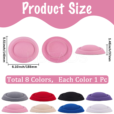 8Pcs 8 Colors Fabric Pillbox Stewardess Fascinator Hat Base for Millinery AJEW-GF0010-95-1