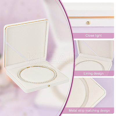 Square PU Leather Pearl Necklace Box LBOX-WH0002-06B-1