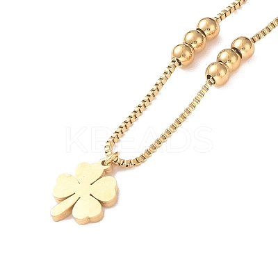 Synthetic Shell Clover Charm Anklet AJEW-A046-02G-1