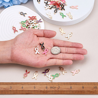 140Pcs 7 Colors Alloy Enamel Pendants ENAM-CD0001-13-1