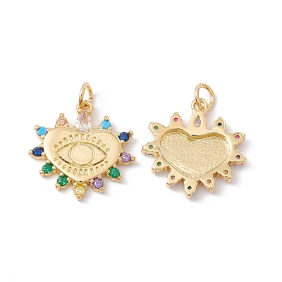 Rack Plating Brass Micro Pave Colorful Cubic Zirconia Pendants ZIRC-C040-15G-1
