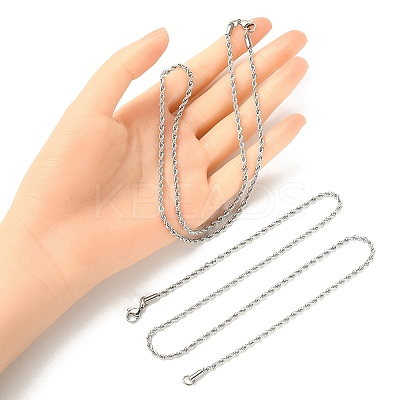 5Pcs 304 Stainless Steel Round Twist Rope Chain Necklaces Set for Men Women NJEW-YW0001-07-1