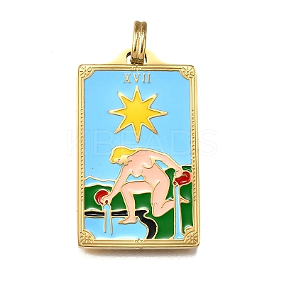 Tarot 304 Stainless Steel Enamel Pendants STAS-M119-07K-G-1