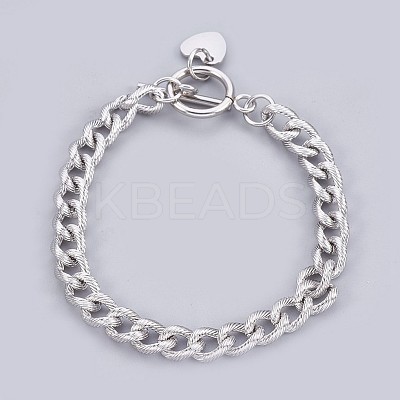 Tarnish Resistant 304 Stainless Steel Curb Chain Bracelets BJEW-P237-06P-1