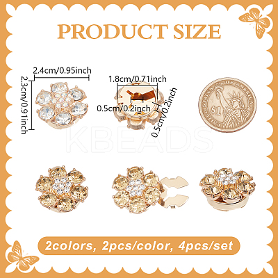 4Pcs 2 Colors Alloy Rhinestone Cufflinks HJEW-NB00220-1