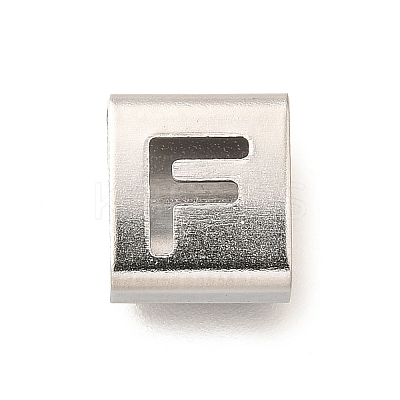 Letter Style 304 Stainless Steel Square Slide Charms STAS-L132-08F-1