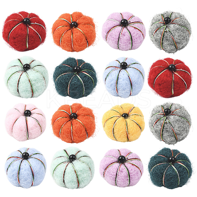 36Pcs Handwork Felt Needle Felting Pumpkin Ornaments AJEW-SC0031-39B-1