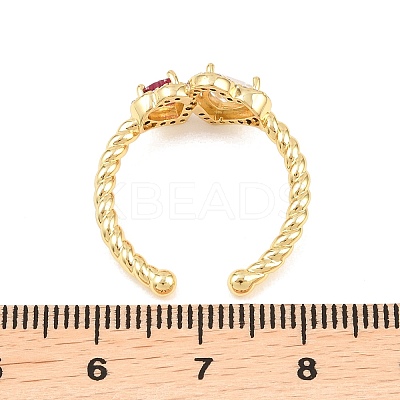 Brass Micro Pave Cubic Zirconia Cuff Open Rings for Women RJEW-C153-04G-02-1