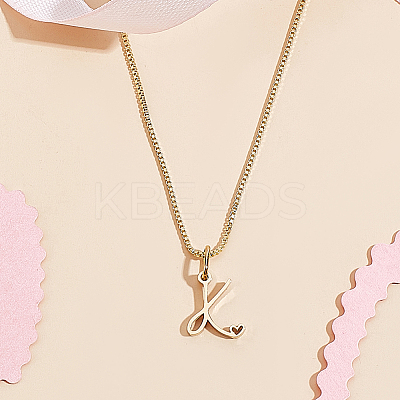 1pc Brass Chain & 304 Stainless Steel Letter Pendant Necklaces NJEW-LP0001-40K-G-1