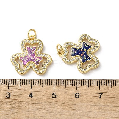 Brass Micro Pave Clear Cubic Zirconia Pendants KK-C045-30G-1