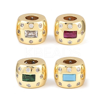 Brass Micro Pave Cubic Zirconia European Beads KK-C162-058G-1