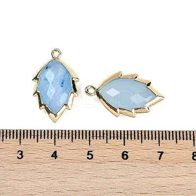 Dyed Natural Jade Faceted Leaf Pendants G-I375-04G-17-1