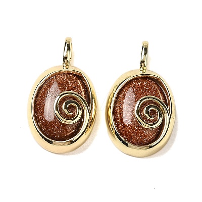 Synthetic Goldstone Oval Pendants G-K371-01G-06-1