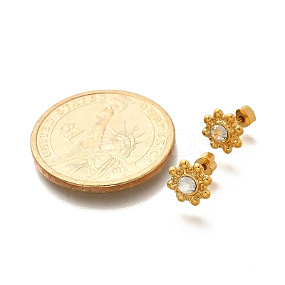 Ion Plating(IP) 304 Stainless Steel Sun Stud Earrings EJEW-A118-10G-02-1