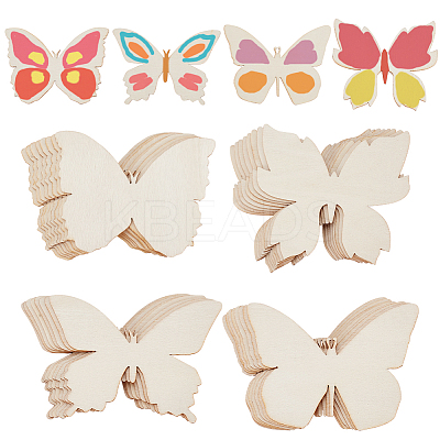 48Pcs 4 Style Unfinished Wood Cutouts WOOD-GO0001-01-1