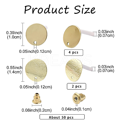 4Pcs Iron Stud Earring with 4Pcs Alloy Stud Earring Finding with 2Pcs Iron Stud Earring Findings with 2Pcs Alloy Stud Earring Finding with 50Pcs Iron Ear Nuts FIND-YW0005-48-1