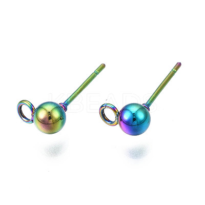 Rack Plating Rainbow Color 304 Stainless Steel Stud Earring Findings LS-STAS-S119-112-1