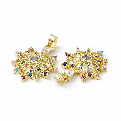 Brass Micro Pave Cubic Zirconia Pendants KK-E068-VC069-1