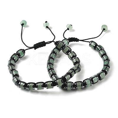 Adjustable Natural Labradorite and Non-magnetic Synthetic Hematite Braided Bead Bracelets BJEW-Z090-01I-1