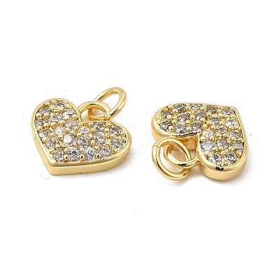 Brass Micro Pave Clear Cubic Zirconia Charms KK-E068-VB163-1
