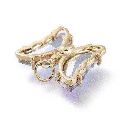 Brass Micro Pave Clear Cubic Zirconia Pendant ZIRC-P079-B02-01-1