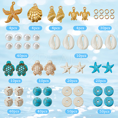 DIY Ocean Theme Synthetic Turquoise & Alloy Jewelry Making Findings Beads Kits DIY-SC0027-46-1