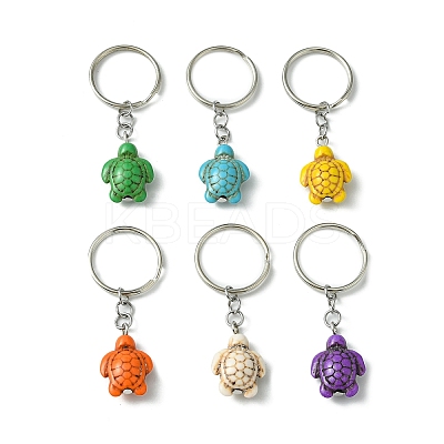 Dyed Synthetic Turquoise Sea Turtle Pendant Keychain KEYC-JKC00641-1