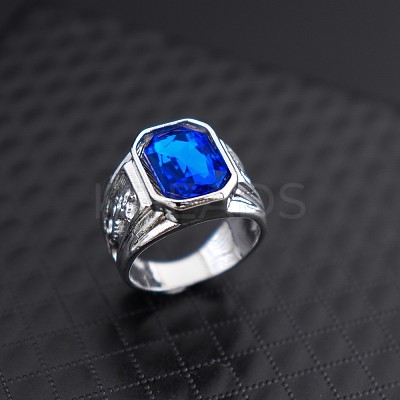 Alloy Rhinestone Finger Rings for Men FS-WG512DB-25-1