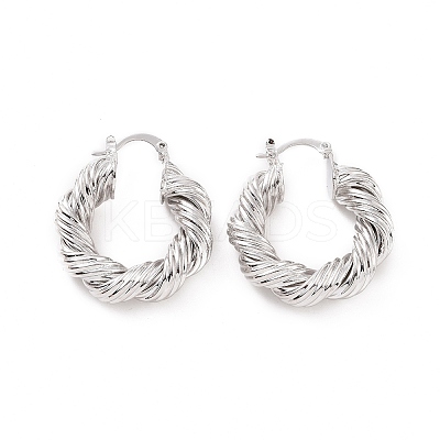 Brass Twist Rope Shape Hoop Earrings for Women EJEW-F303-07P-1