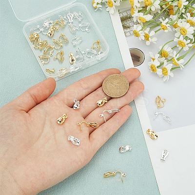 40Pcs 2 Colors Brass Clip-on Earring Findings KK-PH0010-11-1