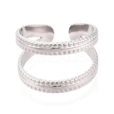 Adjustable 304 Stainless Steel Cuff Rings for Women RJEW-N052-25P-1